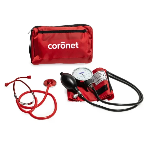 Tensiometro Coronet Aneroide Con Estetoscopio Rojo Superior