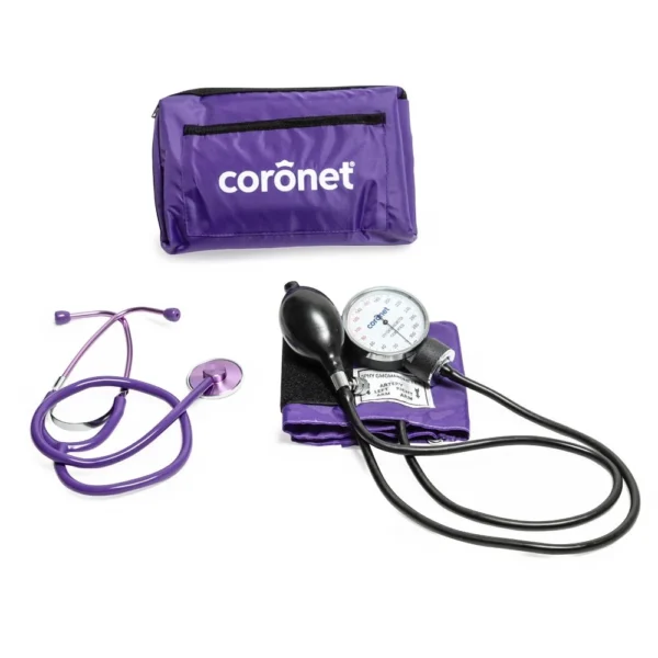 Tensiometro Coronet Aneroide Con Estetoscopio Violeta Superior