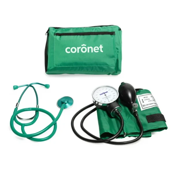 Tensiometro Coronet Aneroide Con Estetoscopio Verde Superior