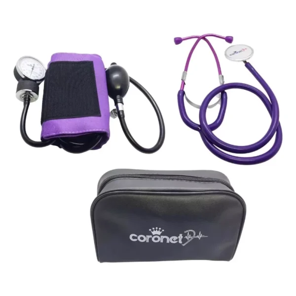 Tensiómetro Coronet Aneroide Con Estetoscopio Violeta