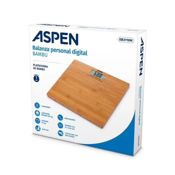 Aspen Balanza Digital de Bambu