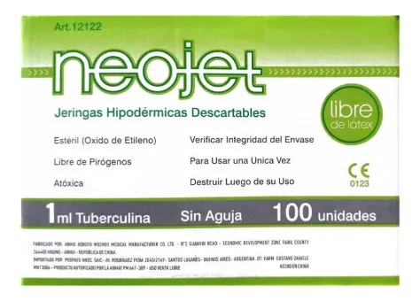 Jeringa Descartable 1ml Tuberculina Sinaguja X100 Uni Neojet