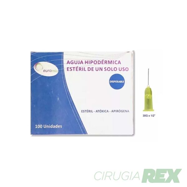 Agujas Hipodérmicas Estériles 30Gx1/2´´ 13×3 Euromix