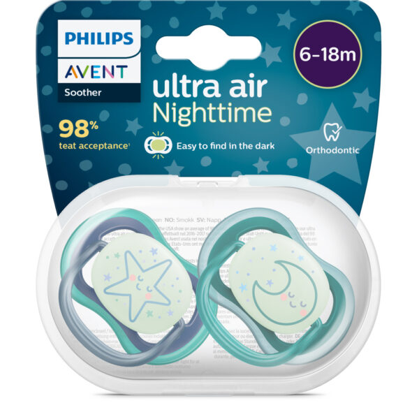 Avent Chupete Ultra Air Deco Nightime 6 - 18 m Niño x 2